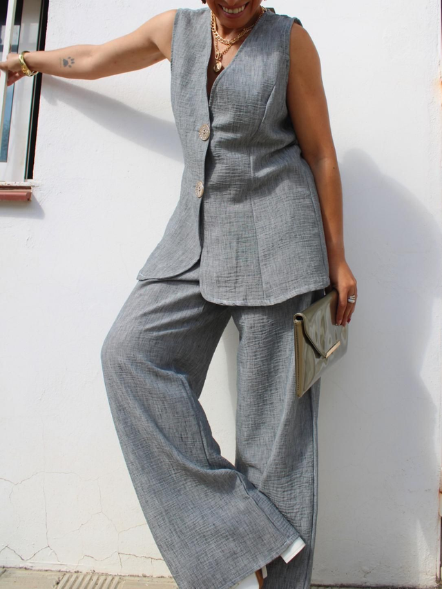 Conjunto Chaleco Gris