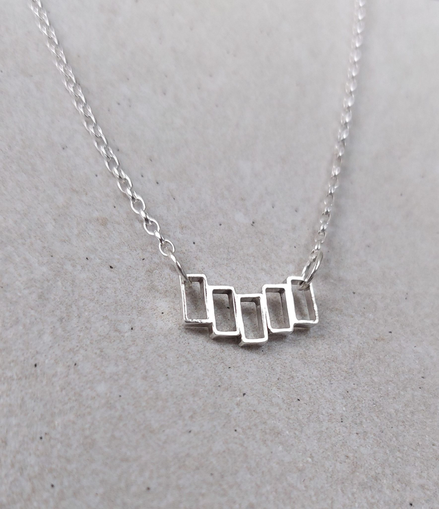 Sterling silver horizontal rectangles necklace