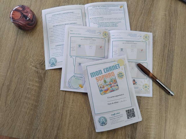 📓 CARNET SOPHRO ACCOMPAGNEMENT THERAPEUTIQUE en Fichier PDF – Version professionnelle