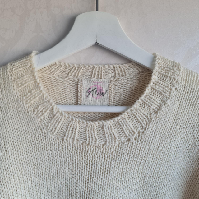 Gräddvit stickad tröja strl S