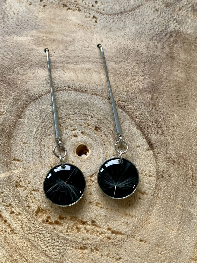 Pissenlits - boucles d&#039;oreilles pendantes (argentées)