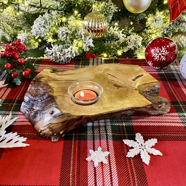  Handcrafted Apple Wood Tealight Holder