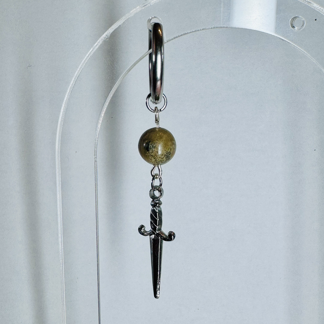 Mono-boucle INDÉPENDANCE jaspe feuille d’argent