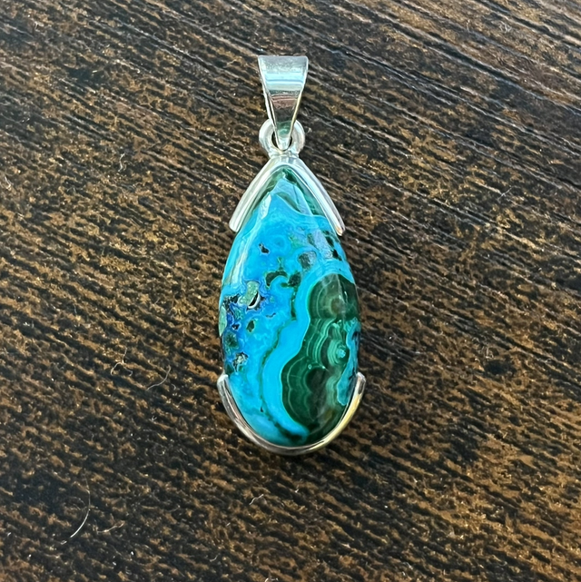 Pendentif en argent et Chrysocolle à Malachite