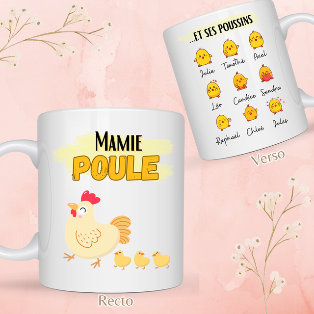 Mug Mamie poule et ses poussins