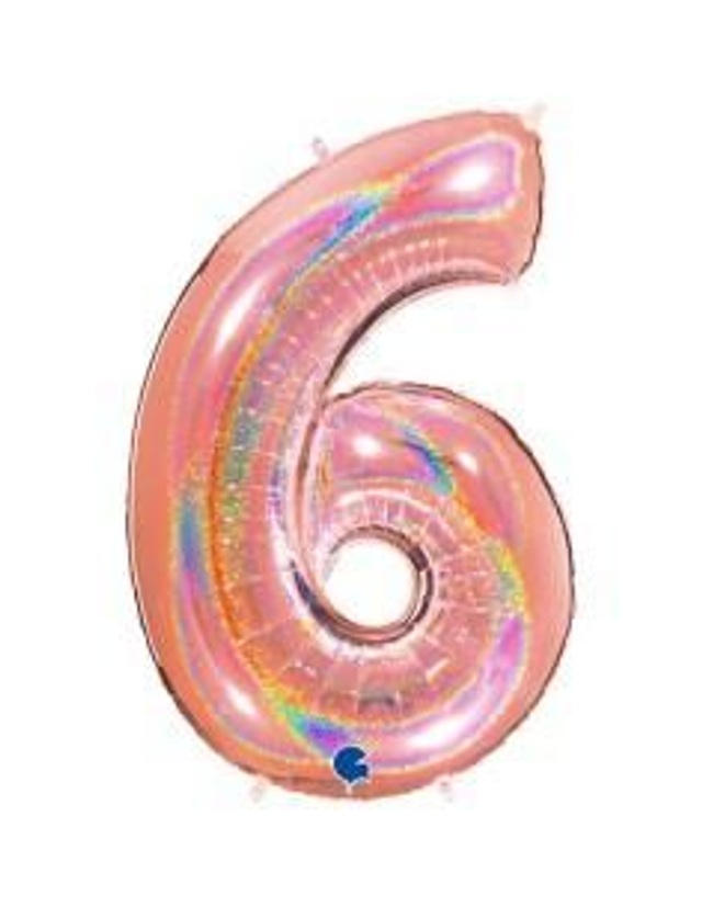 Numero 6 Holografico Rosa Gold