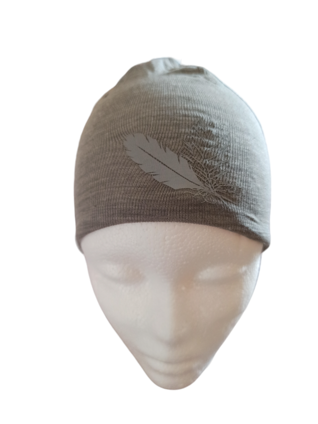 Bonnet gris plumes 0-12 mois (Angel of Sweden)