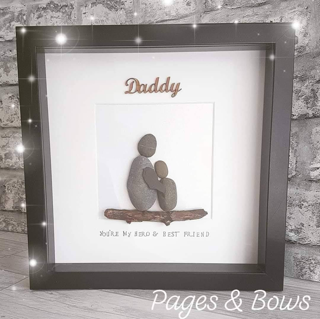 Daddy your my hero and best friend | Pebble picture | Gifts for Daddy | Father&#039;s Day Gift | Gifts for him | Dad frame