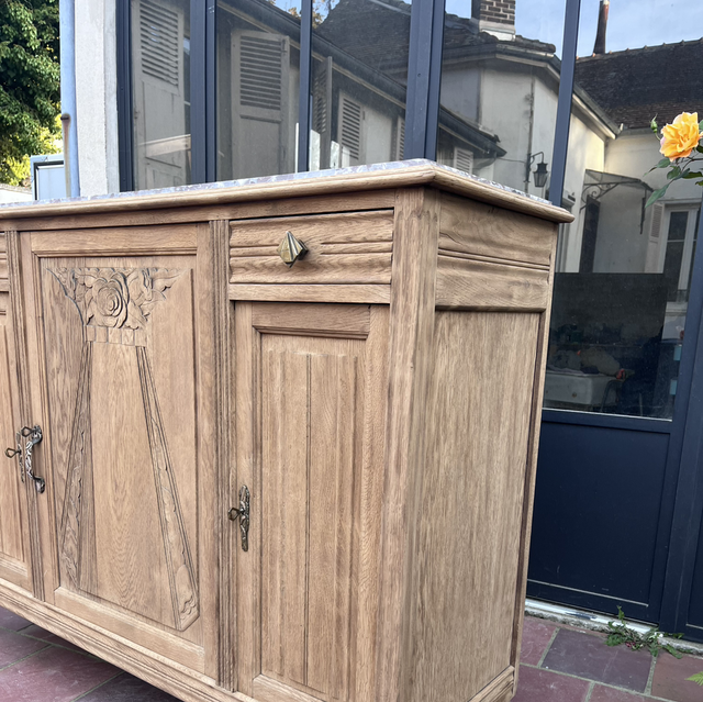 Grand buffet art déco en chêne massif