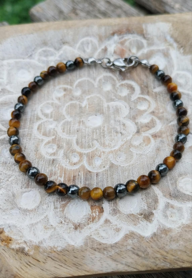 Bracelet en Oeil de tigre et Hematite