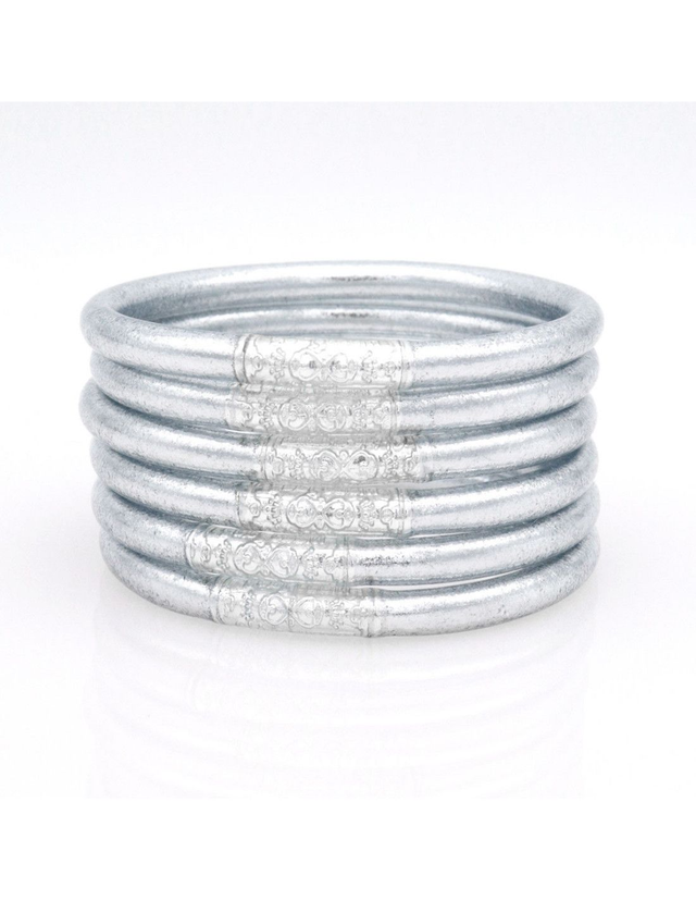 Jonc tibétain simple couleur argenté clair