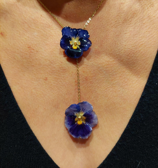 Collier 2 pensées Doré