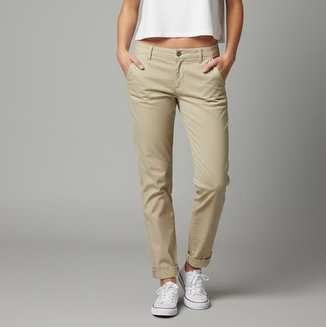 Pantalon Chino Beige pour Femme - Coupe Slim &amp; Bas Rehaussé - Place du Jour
