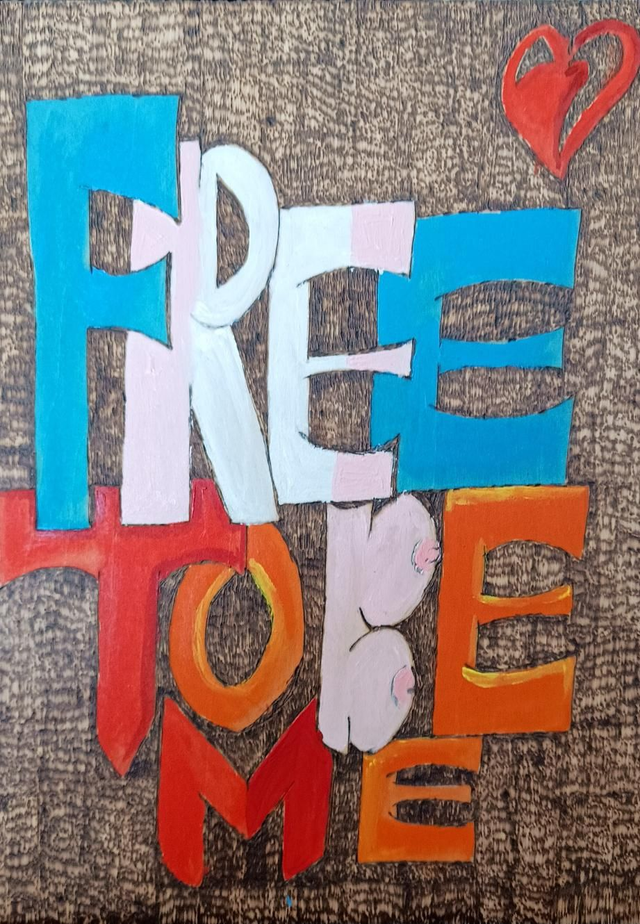 Wood Pyrography Painted Design: Free to be me