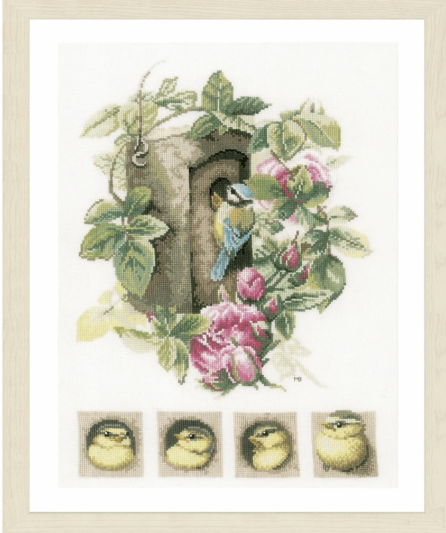 Birdhouse With Roses Counted Cross Stitch Kit by Lanarte