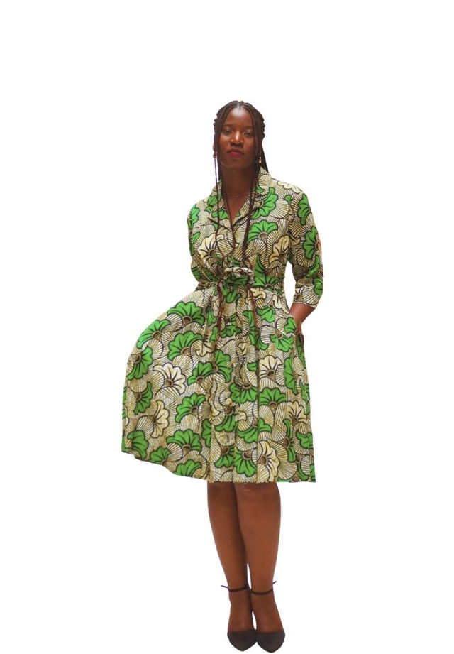 Robe courte en wax "Fleur de mariage"