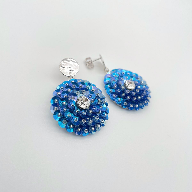 Boucles d’oreilles (clous) ZINNIA - BLEU CAPRI Ø30mm