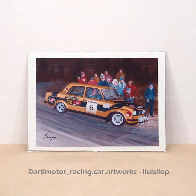 Artimotor prints - mini lito 13x18 1976 Salvador Cañellas Seat 1430-1800 rallye RACE