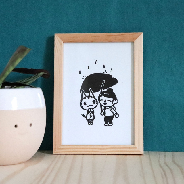 Linogravure A6 Animal Crossing