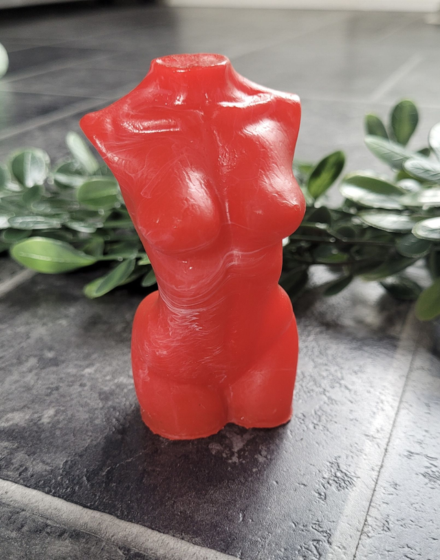 Female Body Ornament - Red & White Swirl