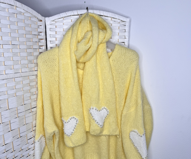 PU4 Pullover m. Schal „PearlHearts“ AA ca.74 L ca.68