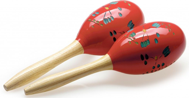 STAGG Paire de maracas ovales en bois, finition fleur, rouge, 28 cm