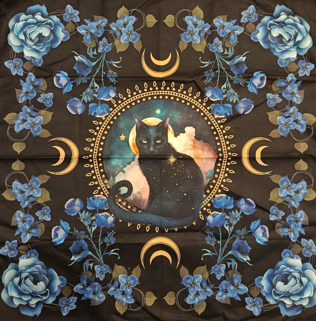 Tapis de Tarot &amp; Oracle Chat Noir – 48 x 48 cm