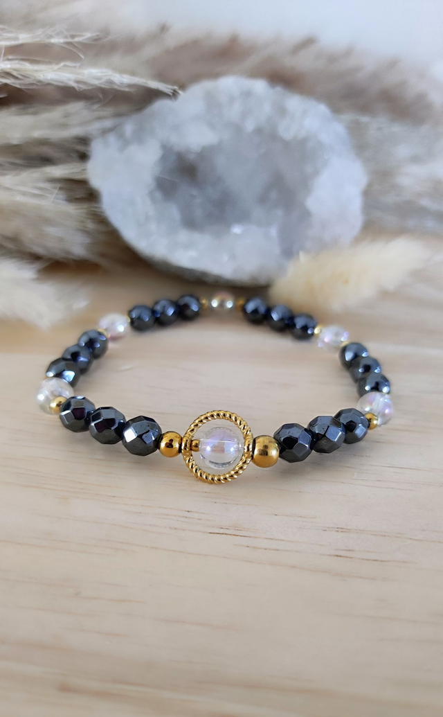 Bracelet "Confiance en soi" Hématite facettée