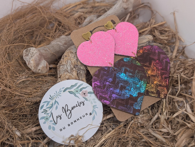 Boucles d&#039;oreilles Marie Laure ml006 rose paillettes 