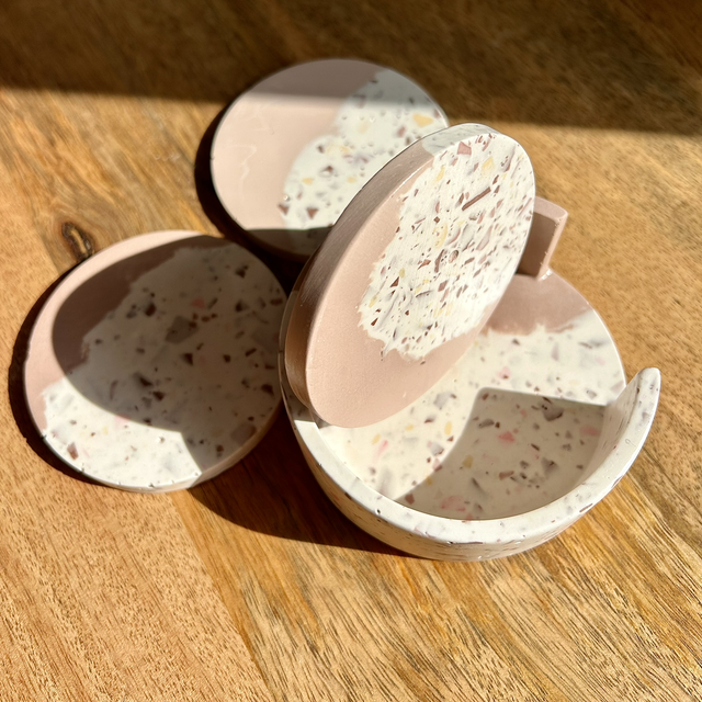 3 Sous-verre effet Terrazzo rosé 