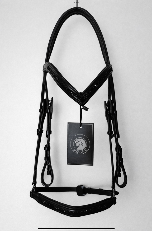 1-teilige Trense Mánaskin: schwarze Kristalle