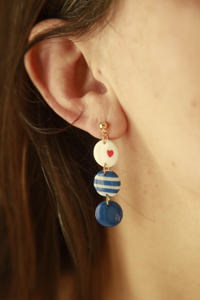 Boucles d'oreilles Marinières "Les Minis Trios" 
