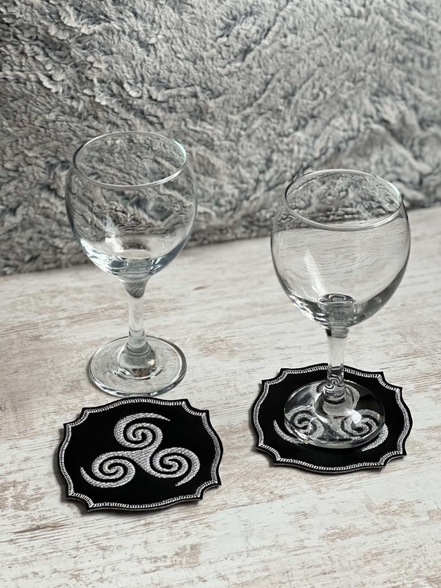 Sous-verres "breton", simili-cuir, la paire