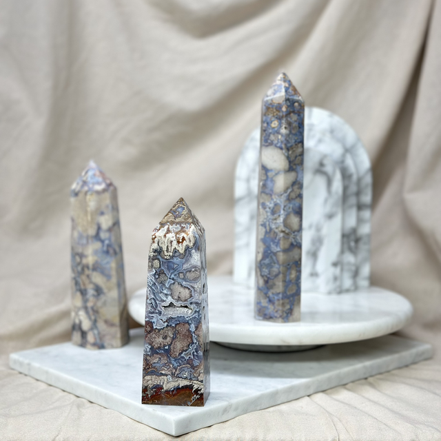 Blue Flower Agate Tower #5