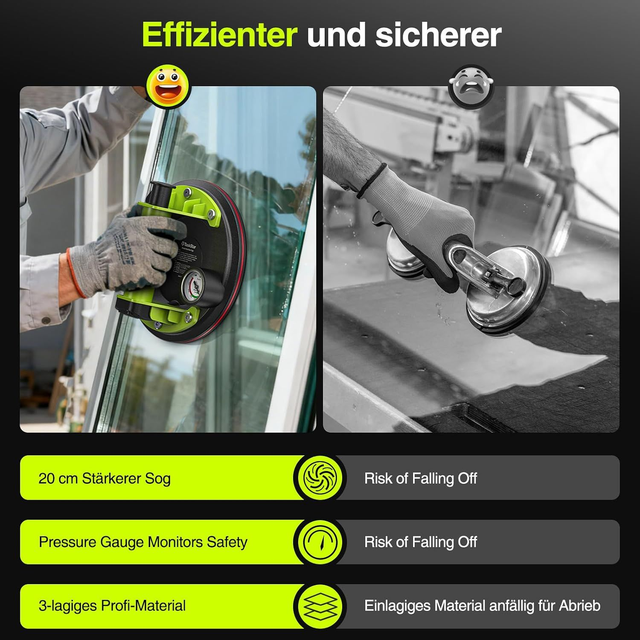 Taskstar Vakuum-Saugheber – 2er-Set, 20 cm mit Manometer
