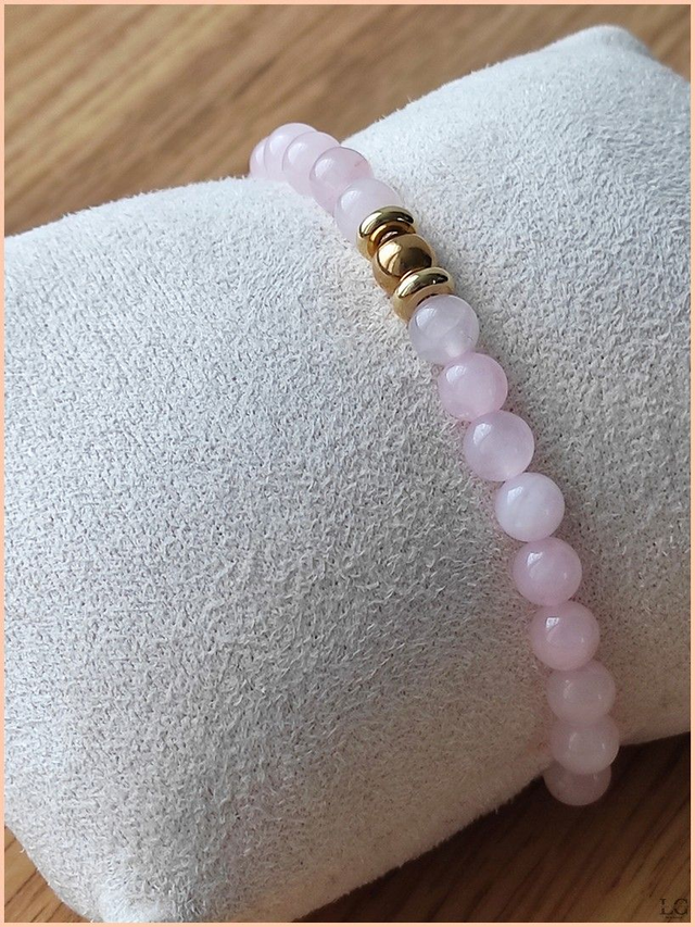 Bracelet 6mm - Quartz rose 