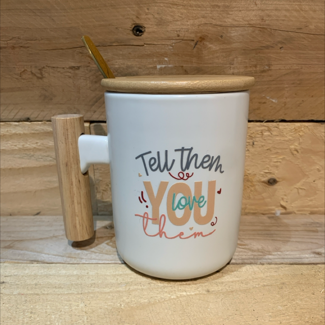 Mug With Coaster Lid and Spoon - Tell Them You Love Them
