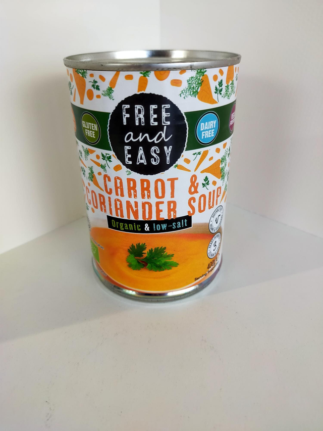 Organic Low-Salt Carrot &amp; Coriander Soup 400g (Free &amp; Easy) 12200
