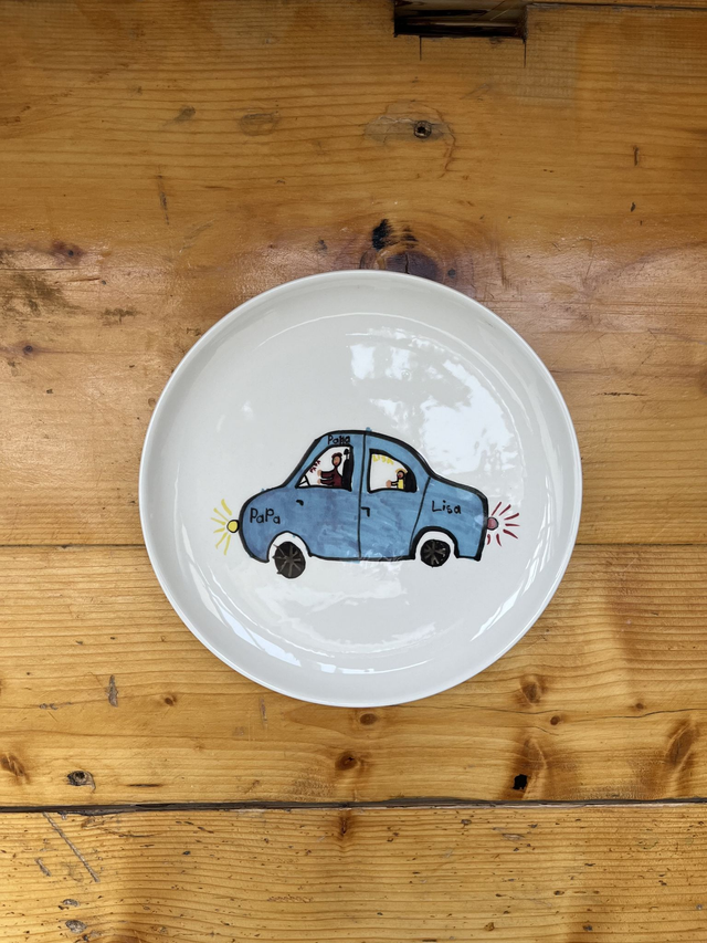 Teller Kinderzeichnung Lisa Auto