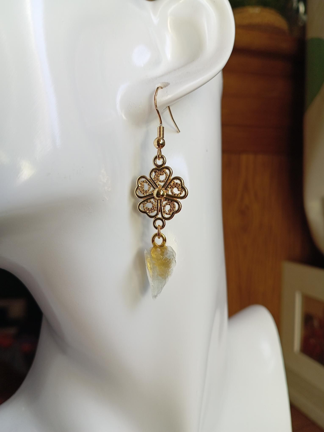 Gold Fluorite Shard Earrings 