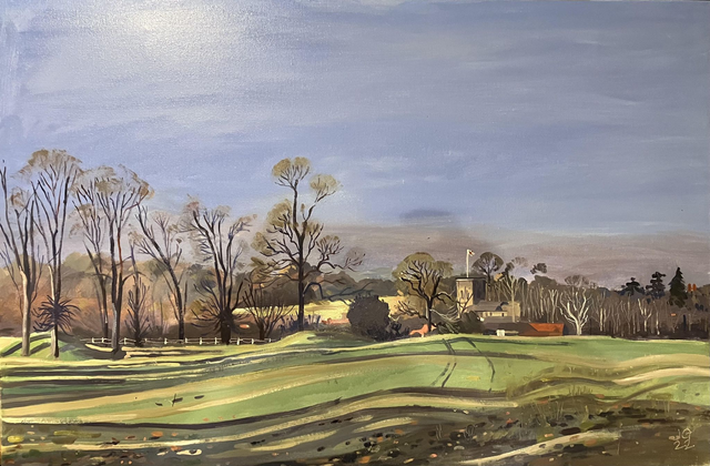 Etton from Rootas Lane. 3x2 feet, original oil on canvas