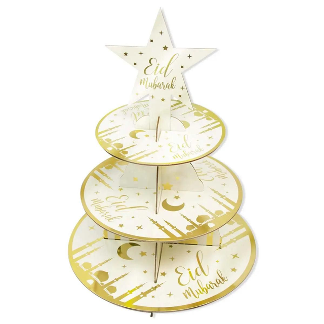 Eid cupcake stand 3 tier - White Gold