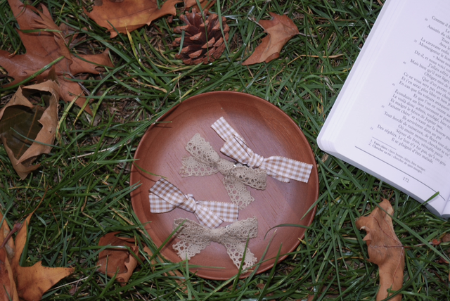 Barrette noeud vichy marron (1 pièce)