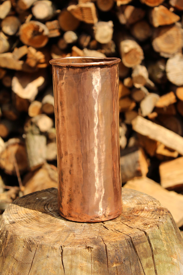 Tall copper vase, planter, pot holder, handmade container
