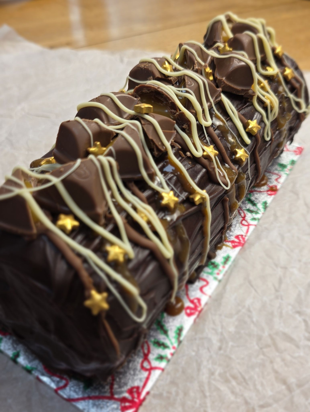 Salted Caramel Brownie Yule Log Roll