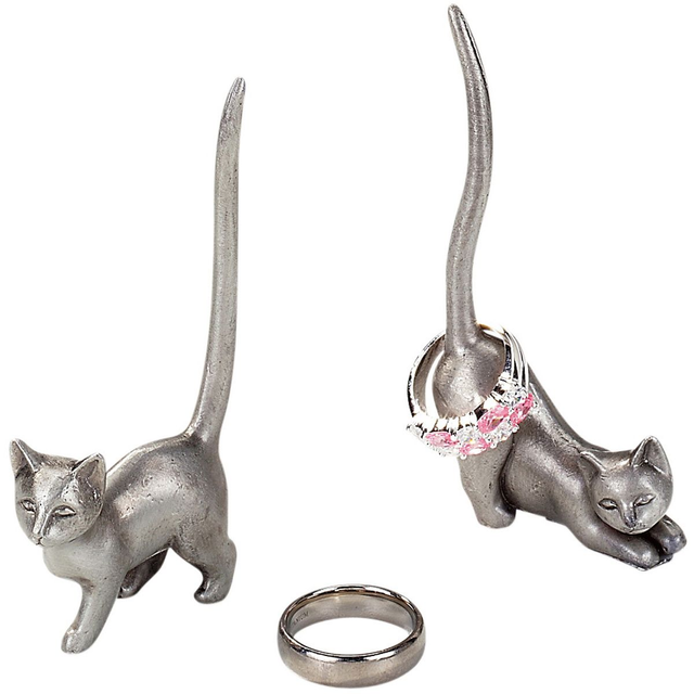 Cat Design Pewter Ring Holder Ornament