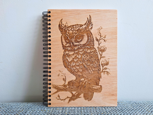 CARNET EN BOIS - HIBOU #1