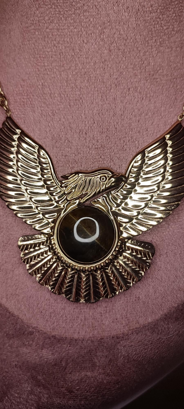 BIG COLLIER PHOENIX GOLD/PIERRE MARRON 0001255