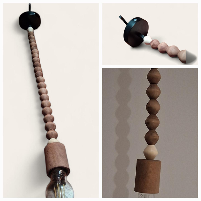 Suspension électrique en perles de bois 
