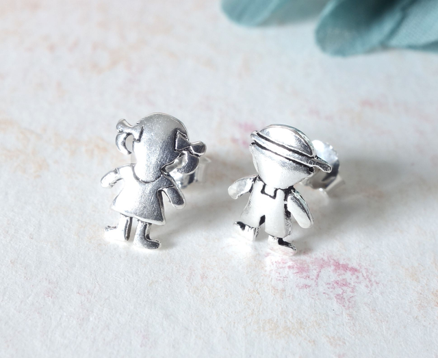 Pendientes niño y niña de plata 925
